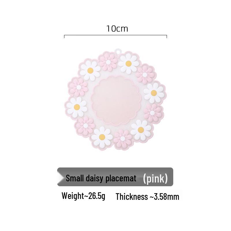 

Pink Daisy Round Heat-Resistant Coaster Set