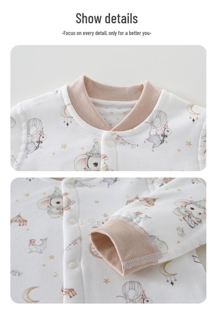 Unisex Baby Cartoon Jacket - Lightweight 60g Cotton, Two-Button, Seamless, Warm Outerwear for Autumn Outings.