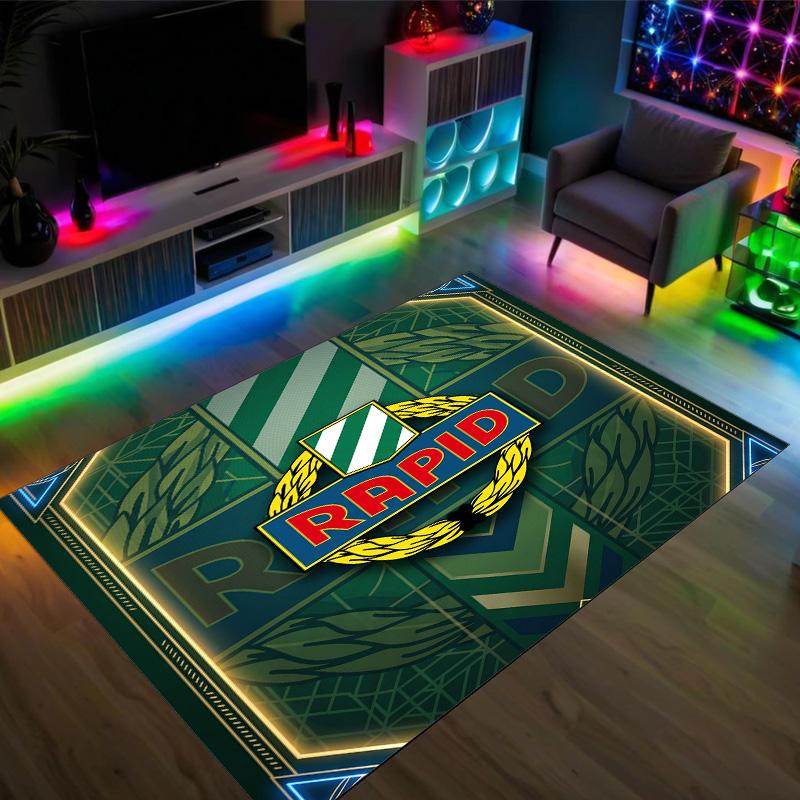 Rapid Wien FC Design Kristall Samt Teppich Gemütlich Non?Rutschfester Teppich mit Aufdruck für Schlafzimmer Wohnzimmer Eingang