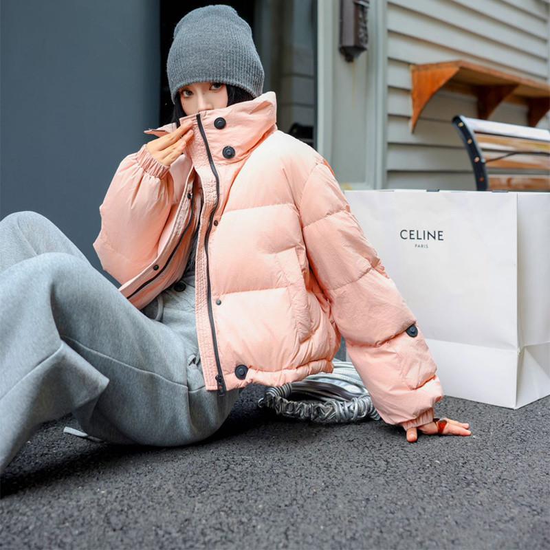 Short Pink Down Jacket for Women, New Winter Style for Small People, Thickened 90 White Duck Down