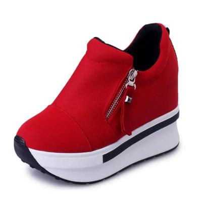 Fashion Platform Sneakers 2025 New Women Red Casual Comfortable Hidden Heel Shoe Black Canvas Shoes Wedge Heels Sneaker