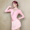 Women's Slimming Long-Sleeve Latin Dance Bodysuit with Chest Pads - European & American Hollow-out Design