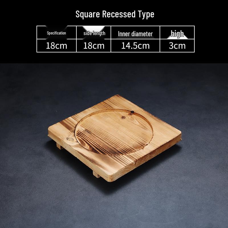 High-Temperature Resistant Fir Wood Heat Insulation Tray for Clay Pot Grilling