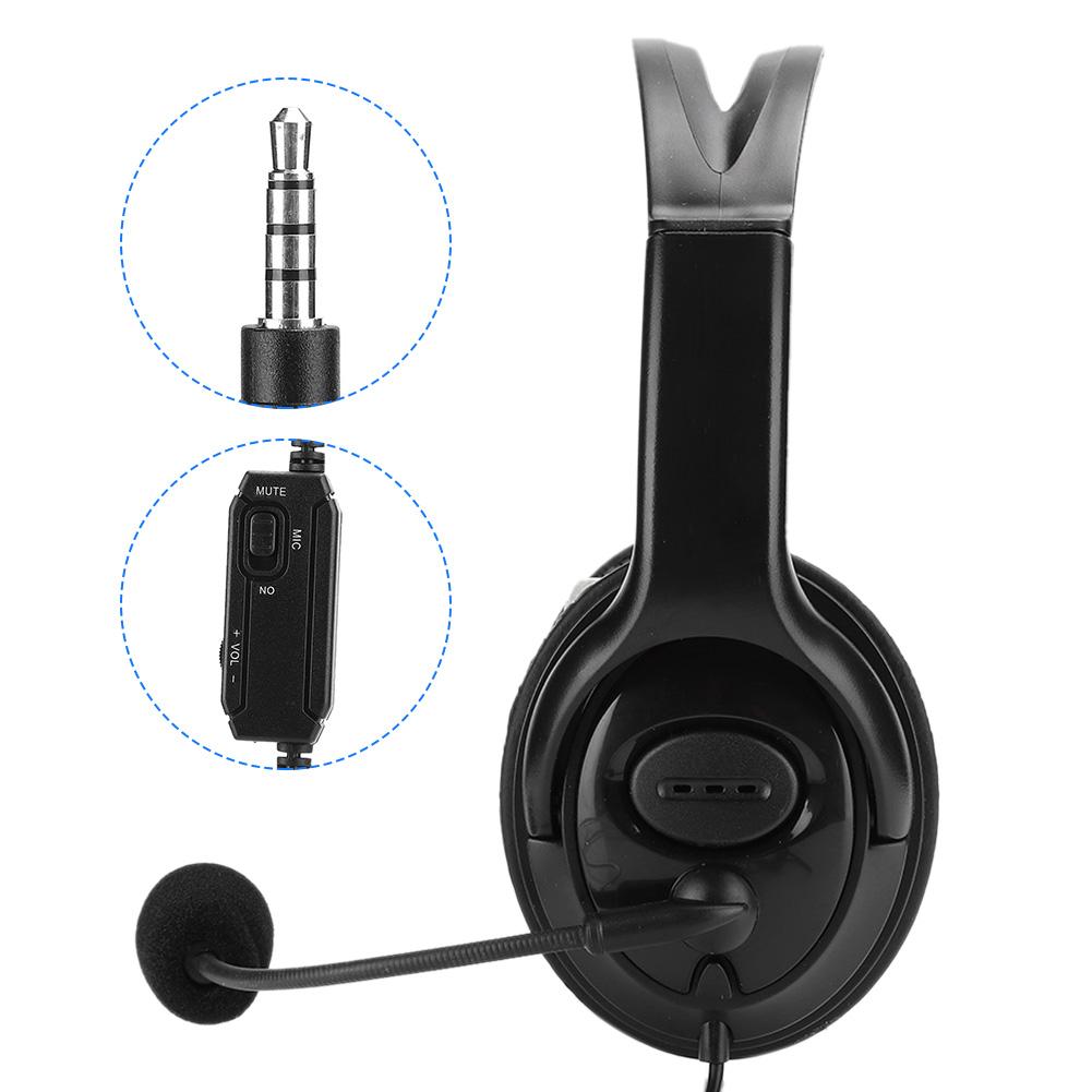 ABS Lightweight Computer Mobile Phone Gaming Headset Moving Coil 3.5mm Call Headphone for PS4Black