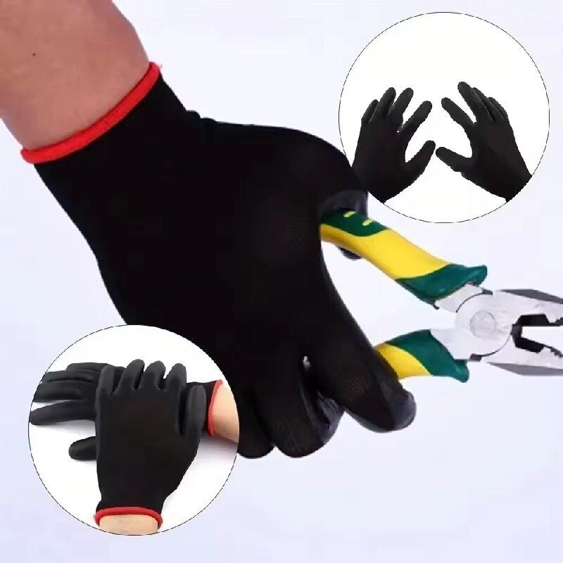 12 Pairs of Anti-static PU Work Gloves Neutral Safe Anti Slip Breathable Durable Coating Nylon Gloves Camping Lock Edge