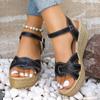 Lucyever Chunky Platform White Sandals Wome Summer Pu Leather Wedge Heels Sandalias Woman Ankle Straps Thick Sole Sandles Mujer