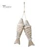 Ocean Inspired Wall Art Rustic Nautical Wooden Fish Decor, Coastal Beach Style Hanging Mediterranean Ornament with Fishing Net for Lake House,