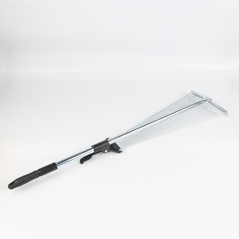 Telescopic Leaf Rake 15 Tines Adjustable Lawn Rake Heavy Duty Foldable Garden Rake For Yard Grass Leaf Farm Landscape Cleaning A1