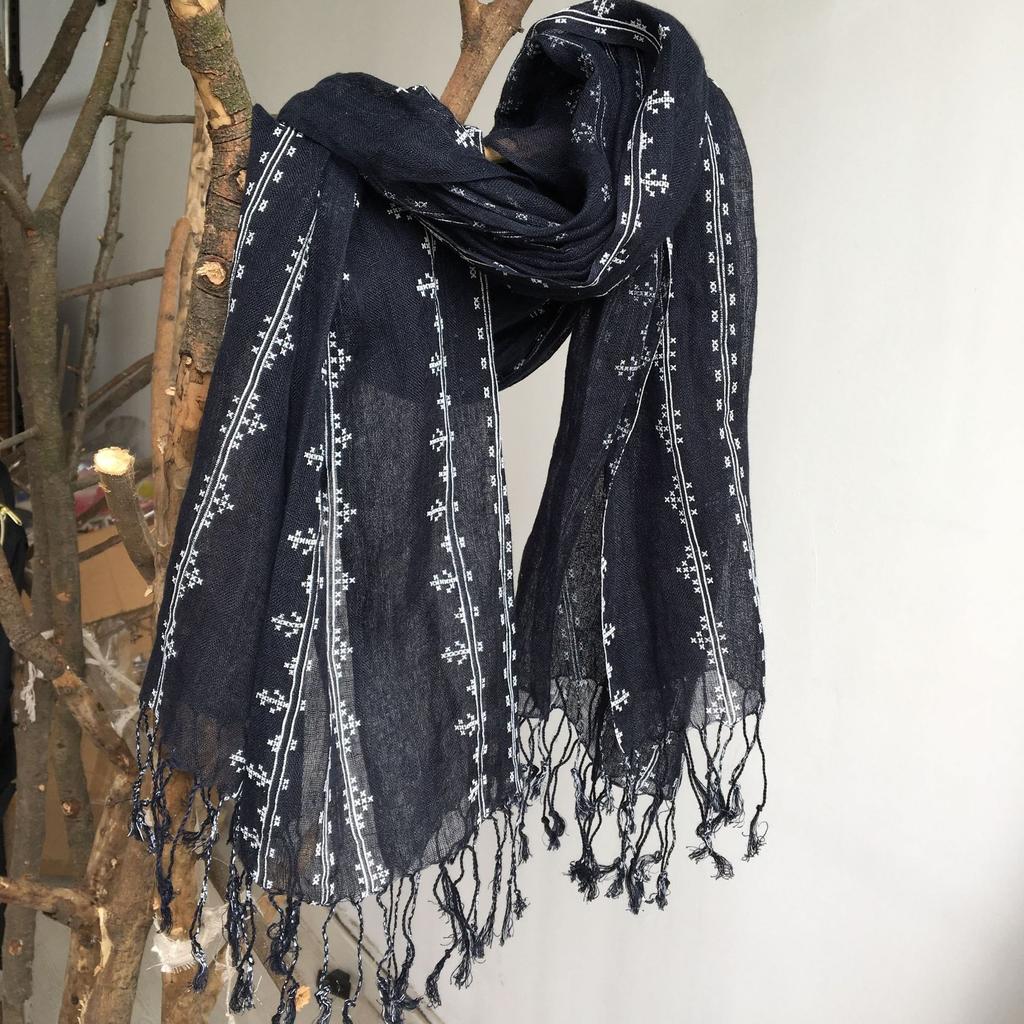 Japan And Korea Pure Linen Printed Scarf, Thin Linen Cotton Silk Scarf