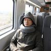 Breathable Hooded Neck Pillow Soft Support Adjustable Foam Travel Pillow with Storage Bag U-Shaped Travel Pillow Airplane Use