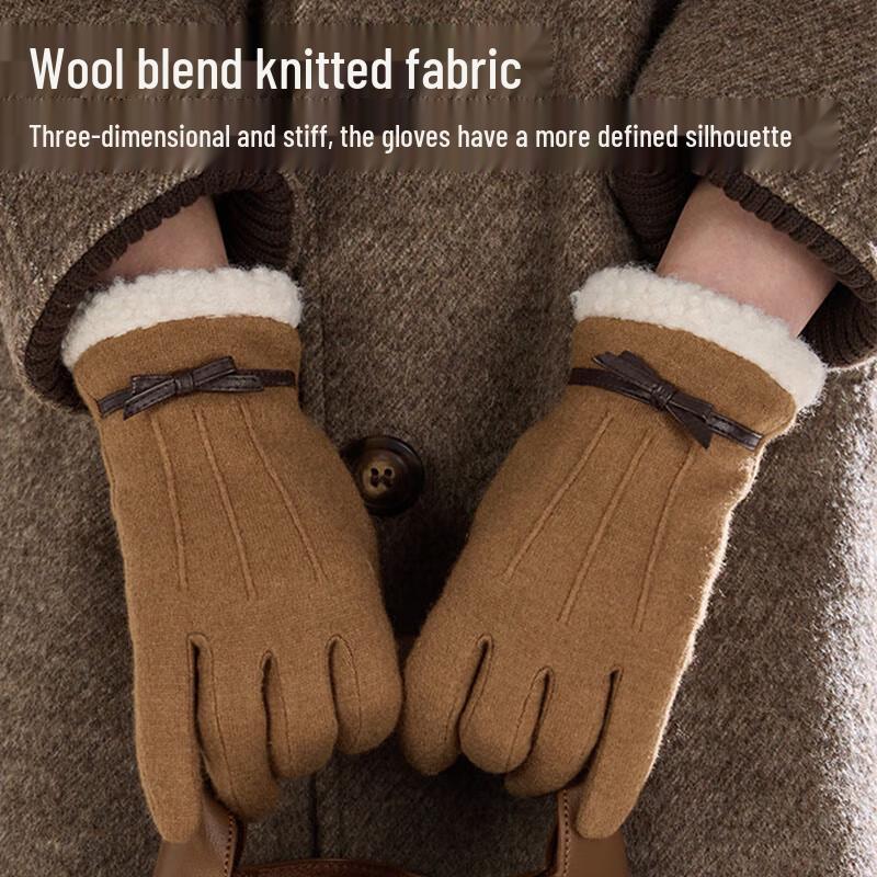 JIUMU Women's Warm Touchscreen Wool Gloves with Fleece Lining