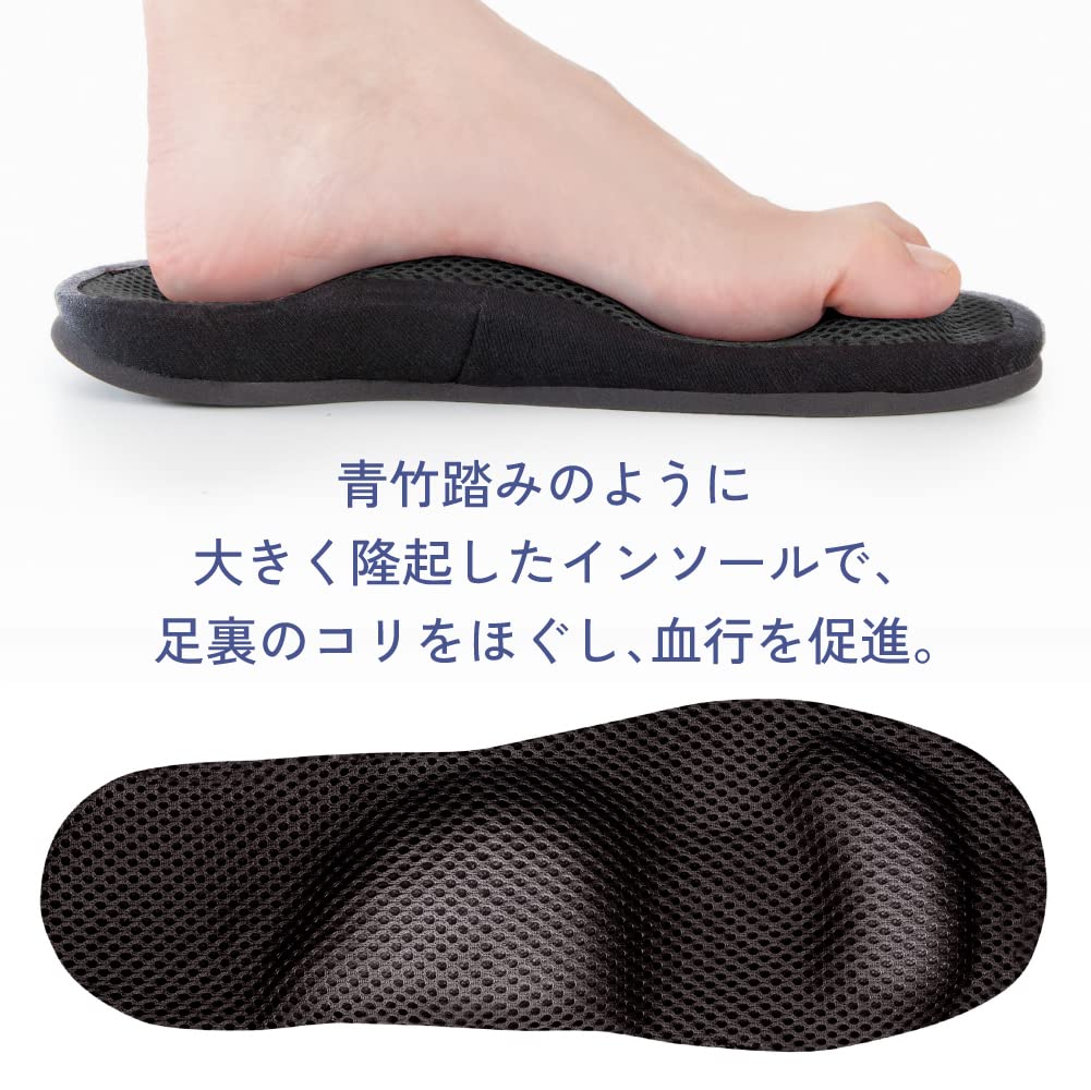 Alphax Health Foot Pressure Mega Pressurized Size Slippers, Point, Slippers, Black, L, 25.0-27.0cm