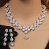 3pcs Fashionable Bride Necklace Zircon Set Imitation Zircon Necklace Earrings Set For Women's Wedding Banquet Accessories