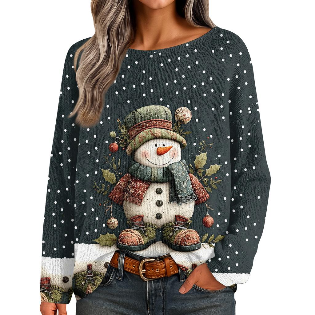 Womens  Fall Sweaters Long Sleeve Print Tops Pullover Sweaters Loose Dressy Casual Basic Clothes