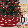 Burlap Red Elegant Christmas Tree Skirt Featuring Chic Bubble Edges For Stunning Festive Display