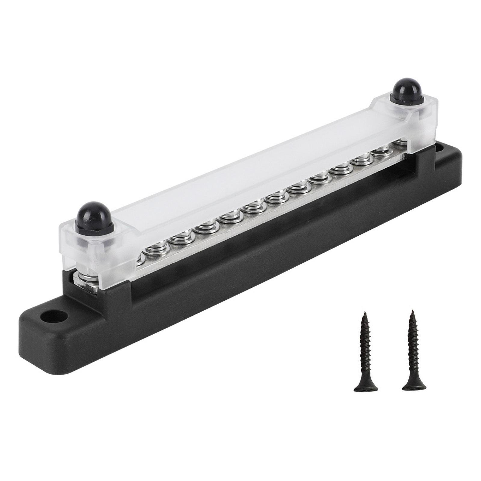 

12V Bus Bar M6 Stud Power Distribution Block 150A Electrical Terminal Block Buss Bar for Truck Boat Car Camper RV Caravan чёрный