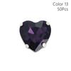 50Pcs/Pack Heart Shape Glitter Sewing Rhinestones Sew On With Silver Claw Glass Crystal Stones 8mm Diamond Beads Ornament