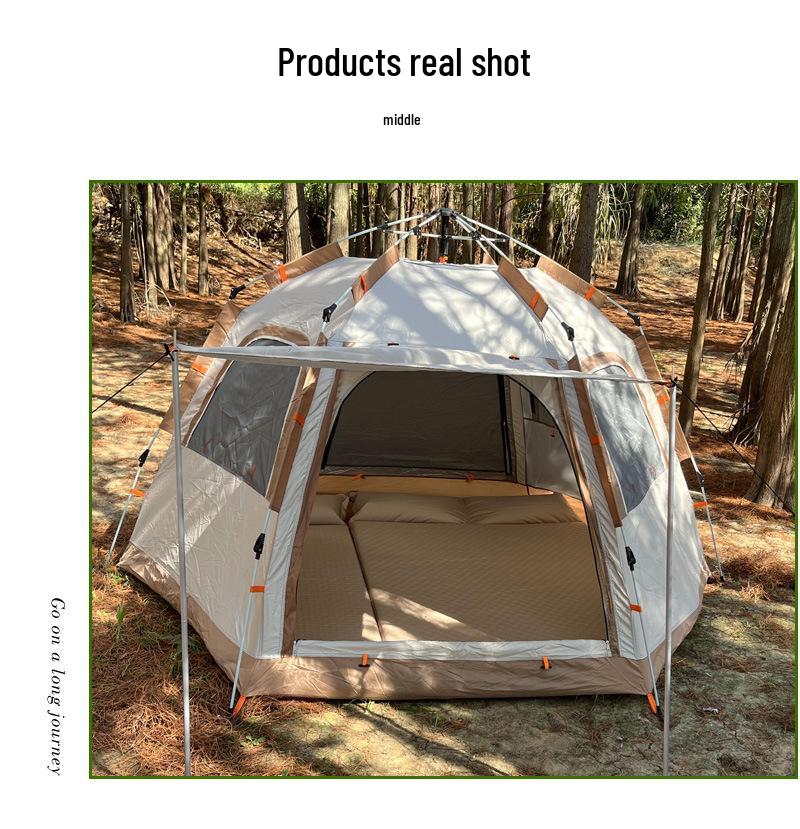 Portable Hexagonal Outdoor Tent - Quick Open, Folding, Ideal for Camping, Parks, and Family Leisure