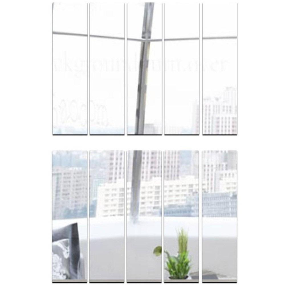 10pcs Acrylic Acrylic Wall Sticker Rectangle Golden, Silver Self Adhesive Wall Decor Self-adhesive 1.96 X 11.02in серебряный