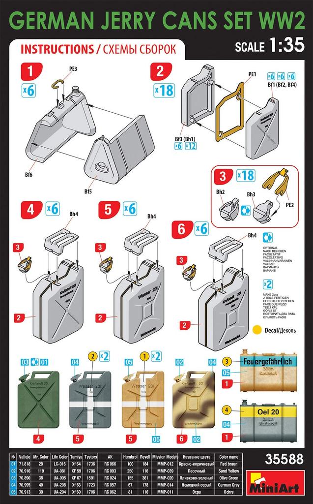 MiniArt Scale World War II German Fuel Can Set Plastic Model MA35588 1/35