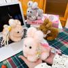Fluffy Texture Plush Bow Rabbit Keychain Decoration Bunny Bag Pendant Stuffed Keychain Couple