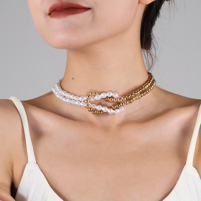 Double Layer Simulation Pearl Collar Choker Woman Choker Necklace Party Jewelry Gift
