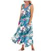 Fashion Summer Casual Comfortable Flower Print Sleeveless Cotton With Pocket Beach Dress For Women