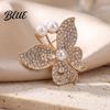 Rhinestone Brooch Pin Women Butterfly Pin, Shape Lapel with Dress Faux Pearls Rhinestones, Jewelry Accessory for Dresses Coats Jackets Decorative