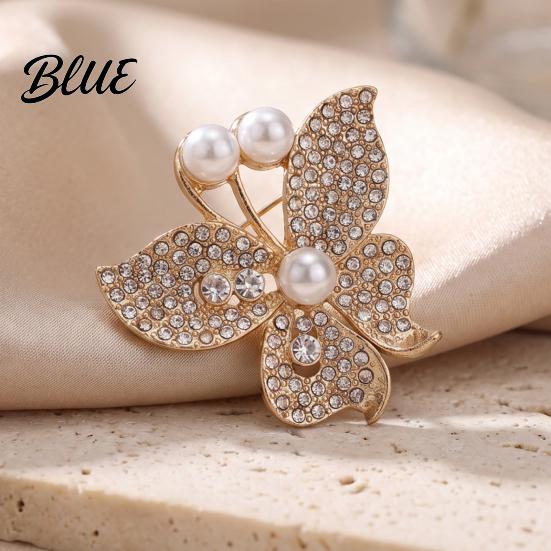Rhinestone Brooch Pin Women Butterfly Pin, Shape Lapel with Dress Faux Pearls Rhinestones, Jewelry Accessory for Dresses Coats Jackets Decorative
