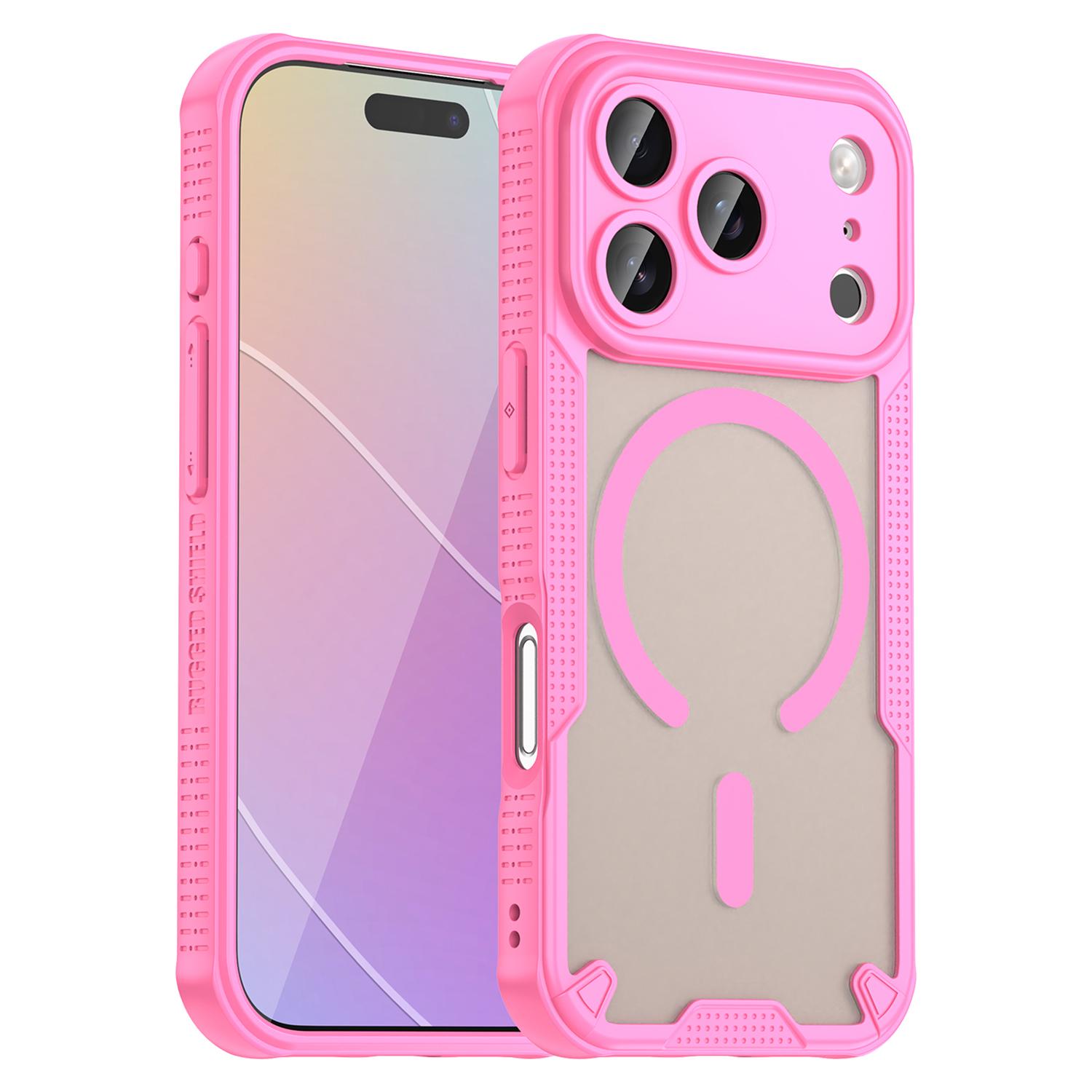 

For iPhone 17 Pro Max Magnetic Case Compatible with MagSafe TPU+PC Phone Back Cover Pink