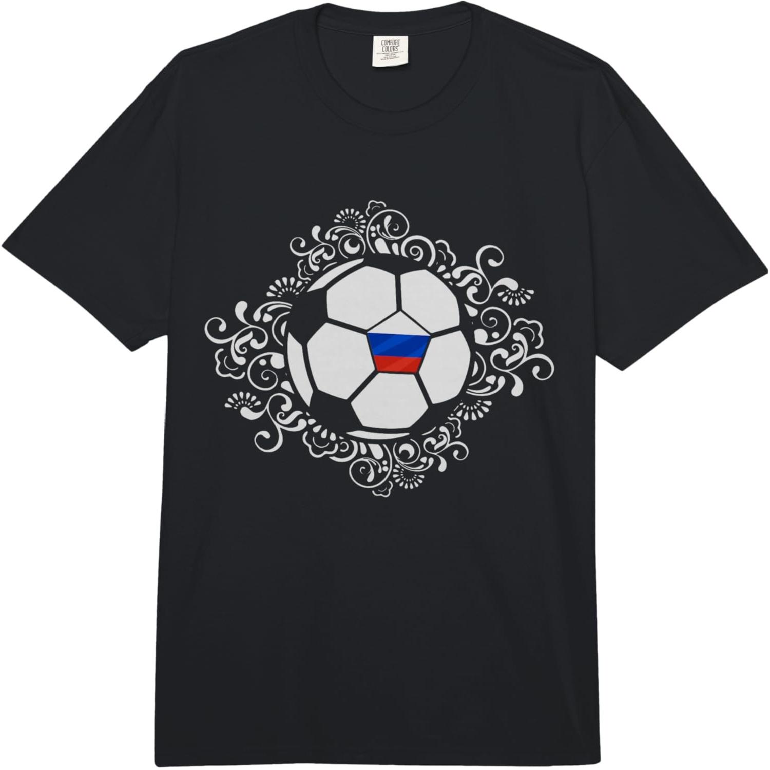 Floral Russia Soccer Fans Jersey Russian Football Lovers Art Comfort Colors Adult Heavyweight T-Shirt S