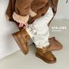 Kids Winter Snow Boots With Faux Fur Trim Warm Lined Ankle Girls Boys Genuine Leather Upper