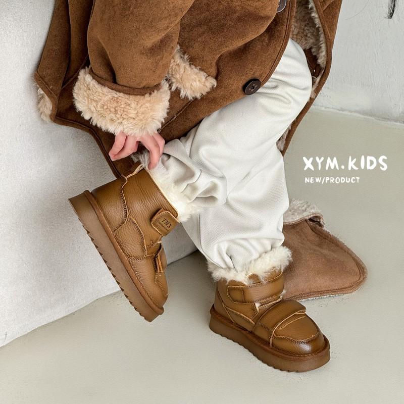 Kids Winter Snow Boots With Faux Fur Trim Warm Lined Ankle Girls Boys Genuine Leather Upper
