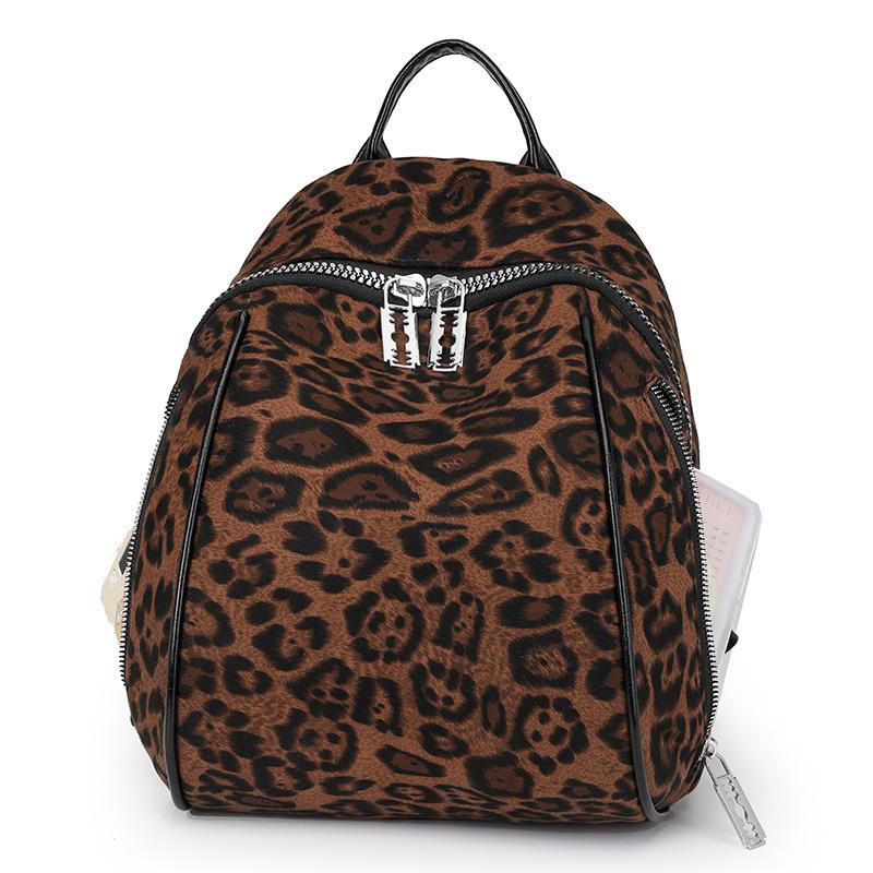 Leopard Print Bag Women's Backpack Student Schoolbag