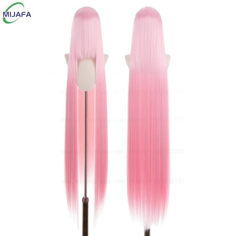 700g Alta Qualità 59" 150cm Lunga Dritta Parrucca Cosplay Con Frangia Biondo Marrone Rosso Verde Blu Resistente al Calore Colori Capelli Parrucche Anime