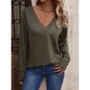 Blusas y Camisas Casuales de Moda para Mujer JPNTKY Estampado de Color Sólido Manga Larga Cuello en V