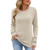Women's Round Neck Brushed Ribbed Long Sleeve T-Shirt Lace Cuff Loose Solid Color Casual Top Autumn Winter