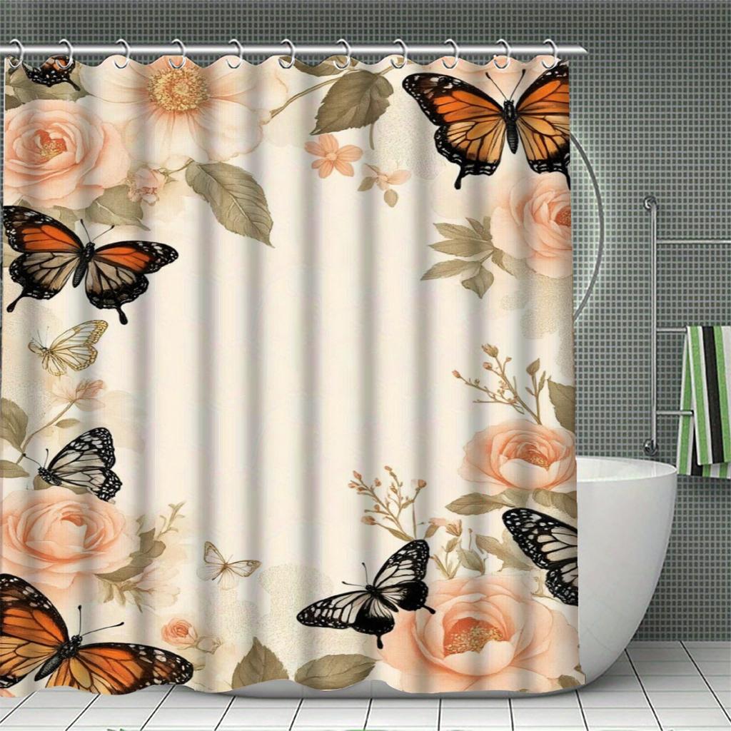 Butterflies Curtains Shower Curtain Set For Bathroom Modern Bath Rug Decor For Bathroom Shower Curtains Multi-Size Home Decor