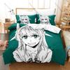 Cool Fantasy Bishoujo Magic Elf Warrior Anime Girls HD Print Bedding Set Duvet Cover + 2 Pillowcases Polyester Teen Otaku Room D