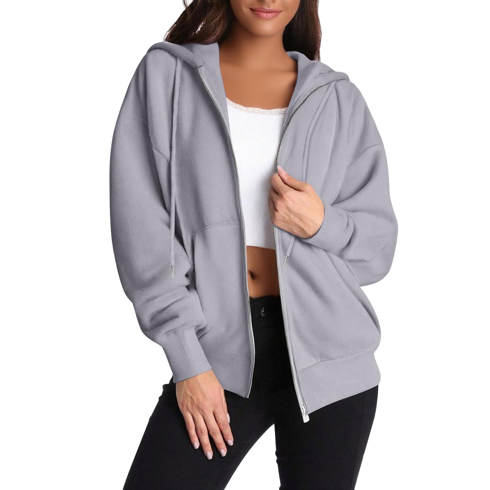 

Women s Zipper Hoodie Long Sleeve Sports Jacket Pocket Clothing Fashion Apparel XXL