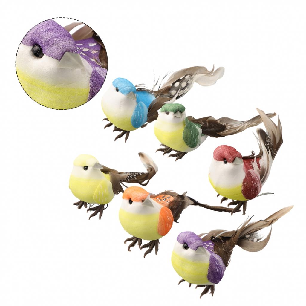 Perched Artificial Bird Fake Feather Simulation Miniature Garden Decoration