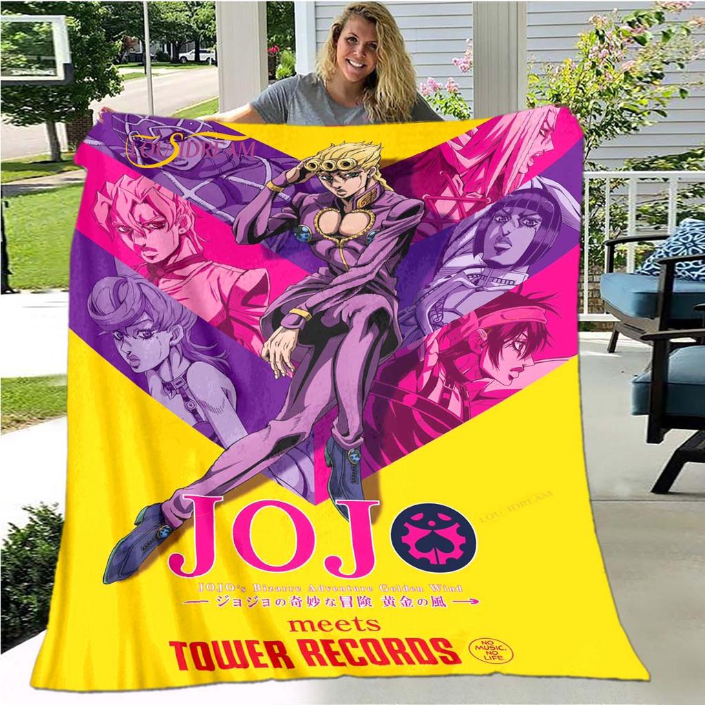 Jojo's Bizarre Adventure 3D-bedruckte Flanelldecke, Bettüberwurf, weiche Cartoon-bedruckte Tagesdecke, Tagesdecke, Sofadecke