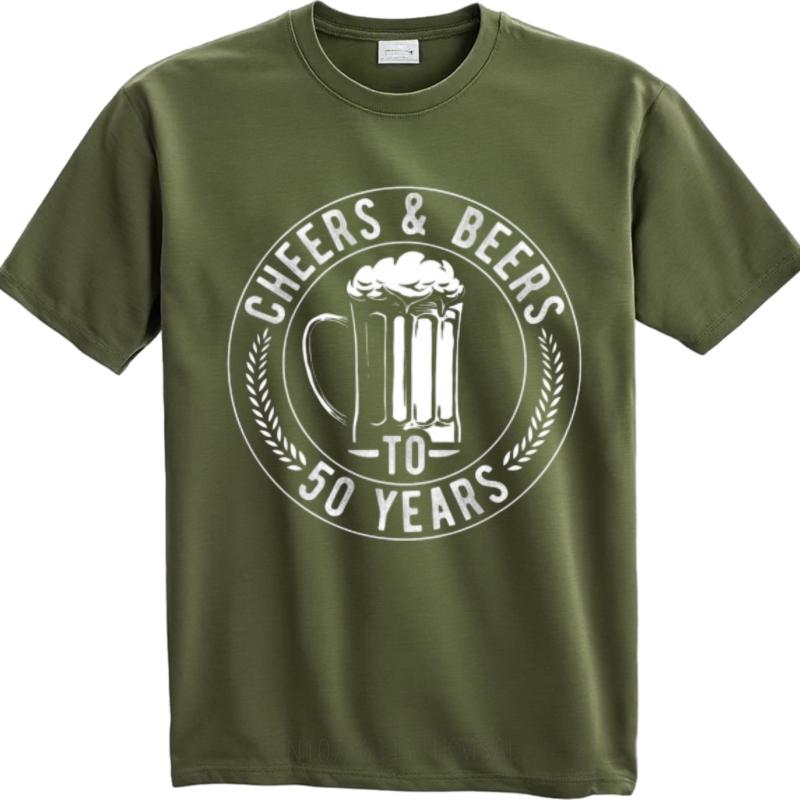 Soft Cotton Tee Printed Unisex O Neck Tshirt Fashion Cheers And Beers To 50 Years Retro For Unisex Teeshirt Comfort Tshirt