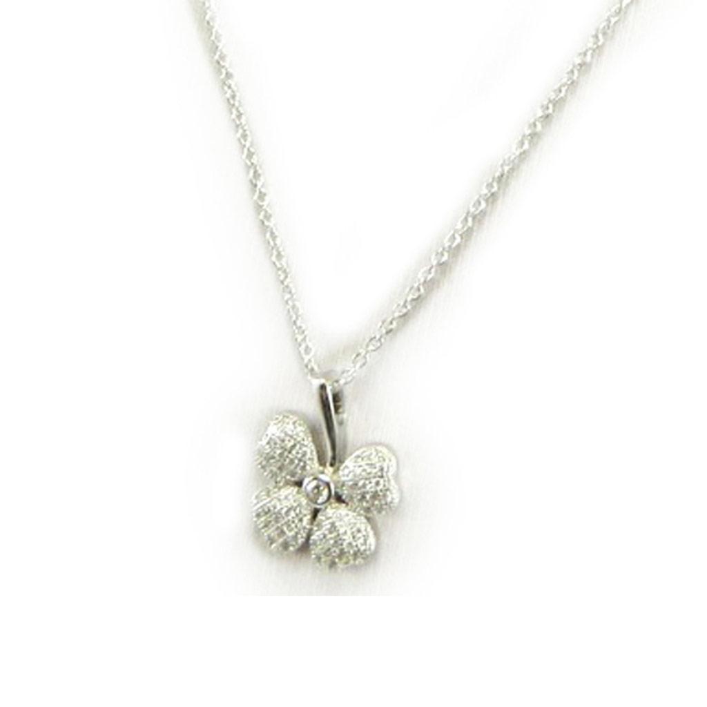 Altesse [L6091] - Collier Argent 'Trèfle' blanc