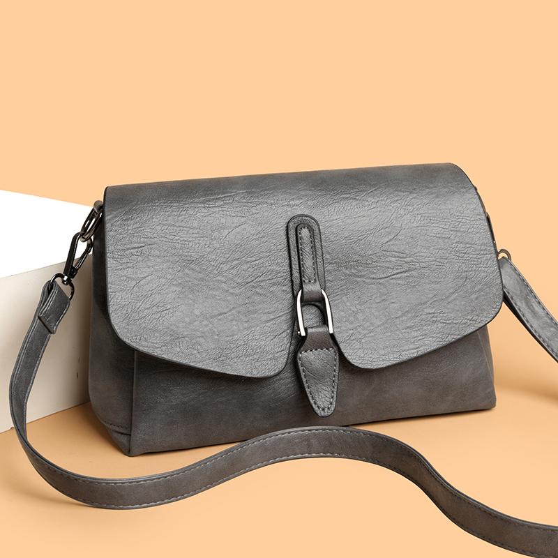 Genuine Brand Soft Pu Leather Shoulder Messenger Bag Women's Solid Color Crossbody Bag Purses and Handbags Ladies Sac A Main