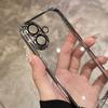 Glitter Transparent Plating Hard PC Case For iPhone 17 Air 16 15 14 13 12 11 Pro Max Plus Camera Protector Shining Back Cover