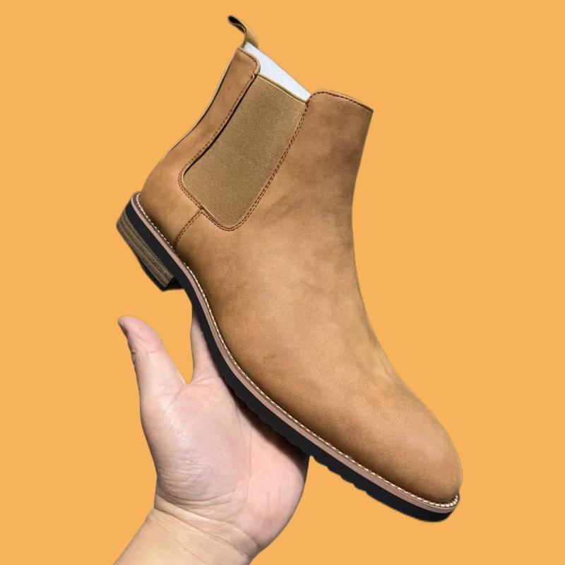 

New Black Chelsea Boots for Men Business Ankle Boots Yellow Round Toe Slip-On Men Short Boots Size 38-46 Free Shipping 43