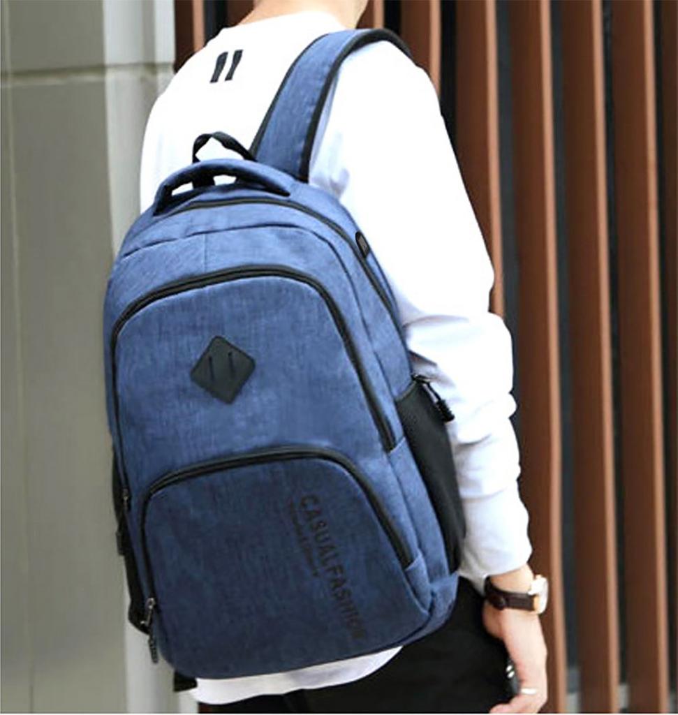 FANDARE School Backpack with USB Charging Port, Lightweight Daypack with 15.6-inch Laptop Storage, Nylon Backpack, Large Capacity, Waterproof,