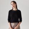 Zhaojun Women's Fine Wool Contrast Stitch Round Neck Sweater
