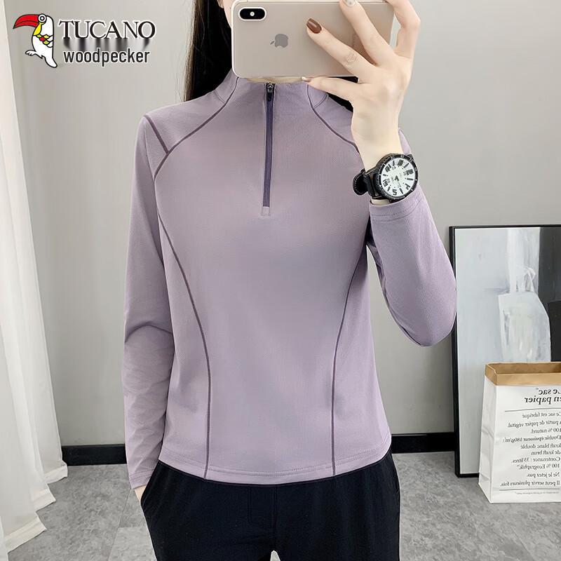 TUCANO Women s Ice Silk Quick-Dry Half-Zip Sports Long-Sleeve T-Shirt 4XL